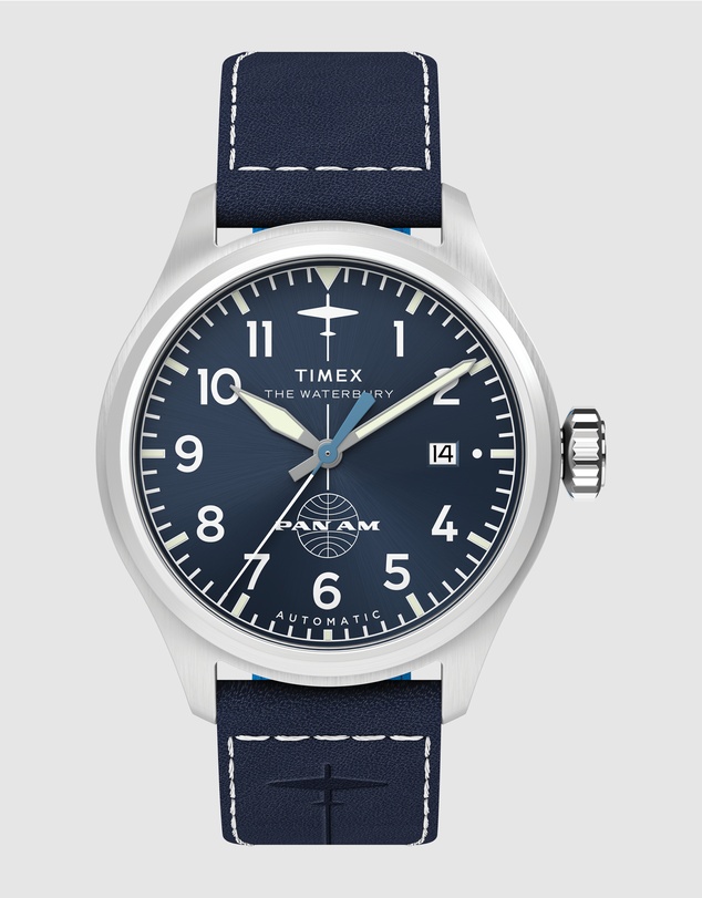 TIMEX - Timex x Pan Am® Waterbury Ace 41mm Leather Strap Watch