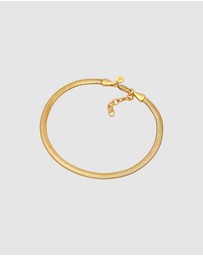 Elli Jewelry - Anklet Flat Elegant in 925 Sterling Silver Gold Plated