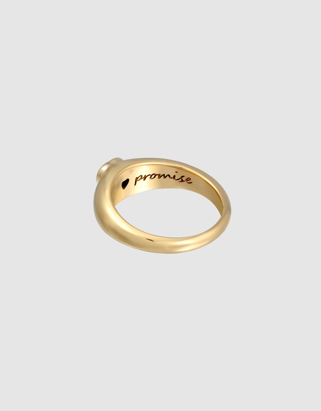 Elli Jewelry - Red Zirconia Heart Signet Ring in Gold-Plated 925 Silver
