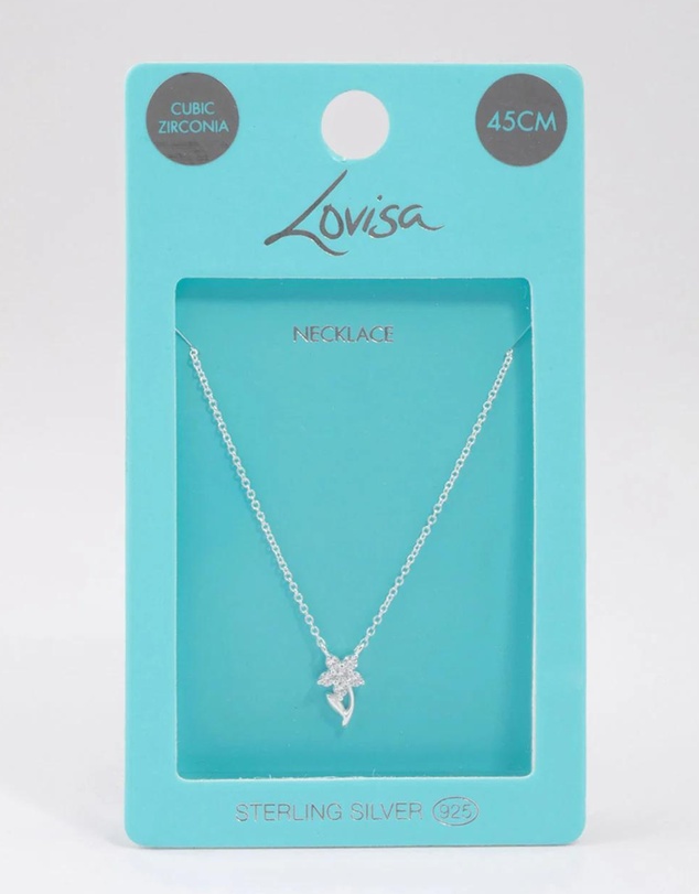 Lovisa - Sterling Silver Cubic Zirconia Stem Necklace