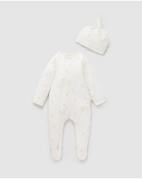 Purebaby - Zip Growsuit & Hat Set-Babies