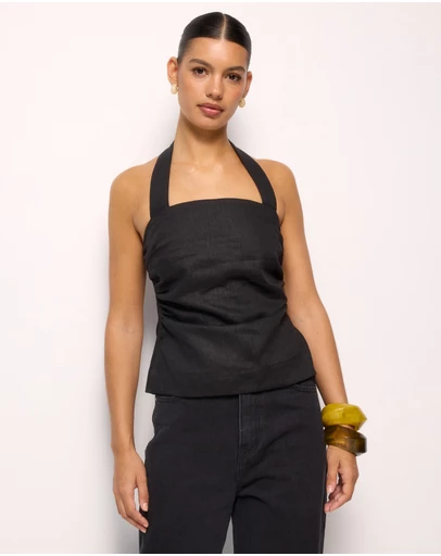 AERE - Tessa Linen Halter Top