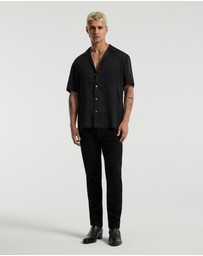 Calibre - Monogram Silk Short Sleeved Shirt Black