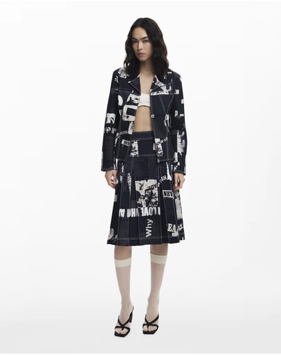 Desigual - Midi Skirt With Newspaper Pleats