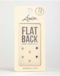 Lovisa - Mixed Finish Surgical Steel Small Ball Flat Back Studs 3-Pack