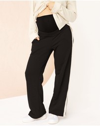 Angel Maternity - Ines Colour Contrast Side Panel Cotton Maternity Pants In Black