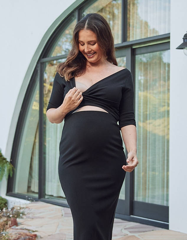 Angel Maternity - Suzie Maternity Cross Over Off Shoulder Top Black