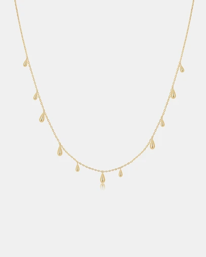 Ania Haie - Gold Polished Teardrop Dangle Station Necklace