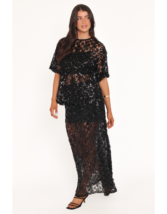 Petal & Pup - Yonder Sheer Lace Tee Top - Black