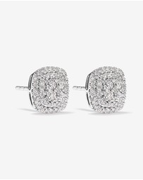 Michael Hill - 0.65 Carat TW Cushion Shaped Diamond Cluster Stud Earrings in 10kt White Gold