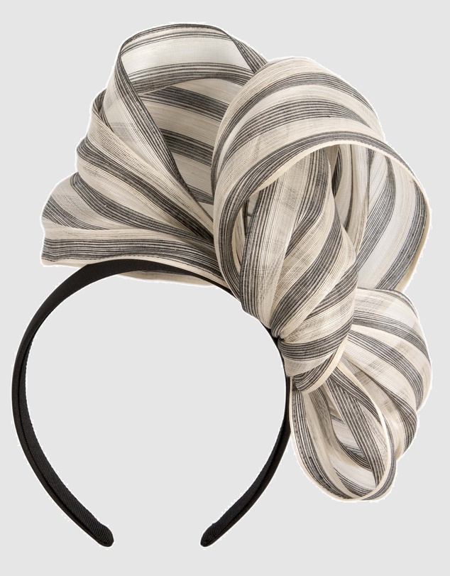 Fillies Collection - Bespoke Black Cream Bow Racing Fascinator