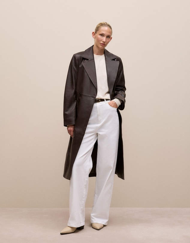 Trenery - Leather Trench Coat in Coffee Bean