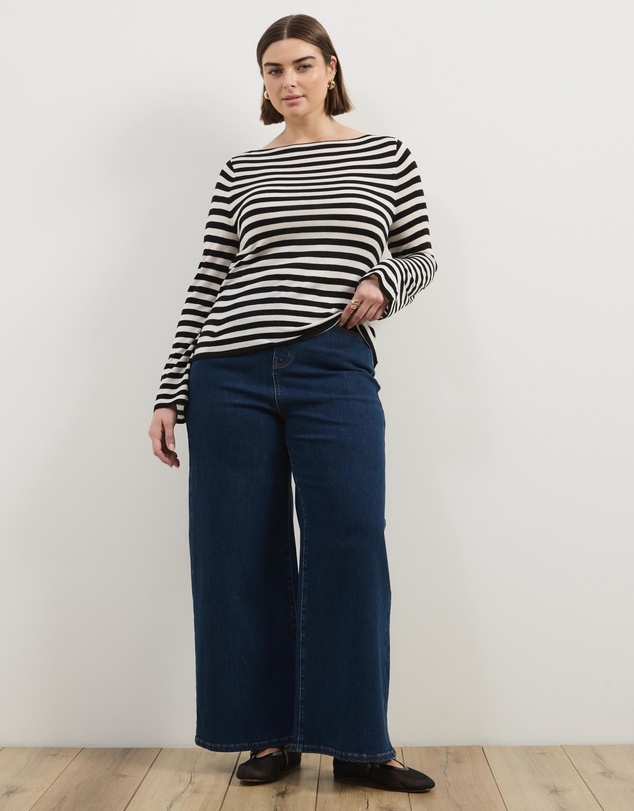 Atmos&Here Curvy - Betty High Waist Wide Leg Stretch Jeans