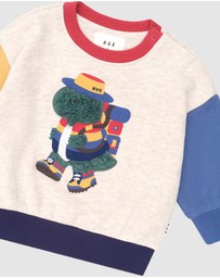 Huxbaby - Camping Dino Colour Block Sweatshirt - Babies