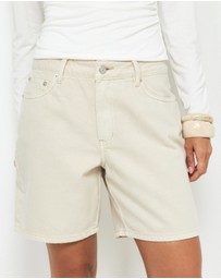 AERE - Celine Mid Rise Denim Shorts
