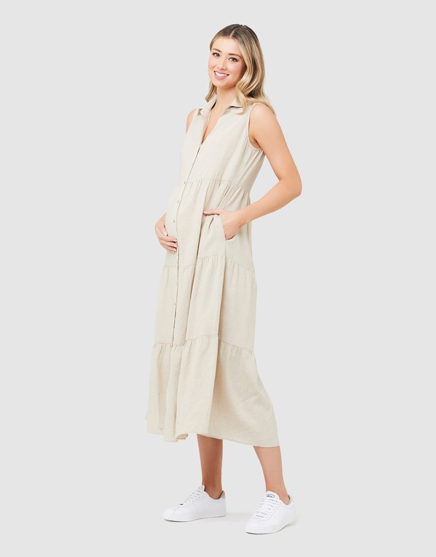 Ripe Maternity - Tracy Tiered Linen Dress