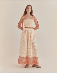 Amelius - Peach Paisley Maxi Skirt