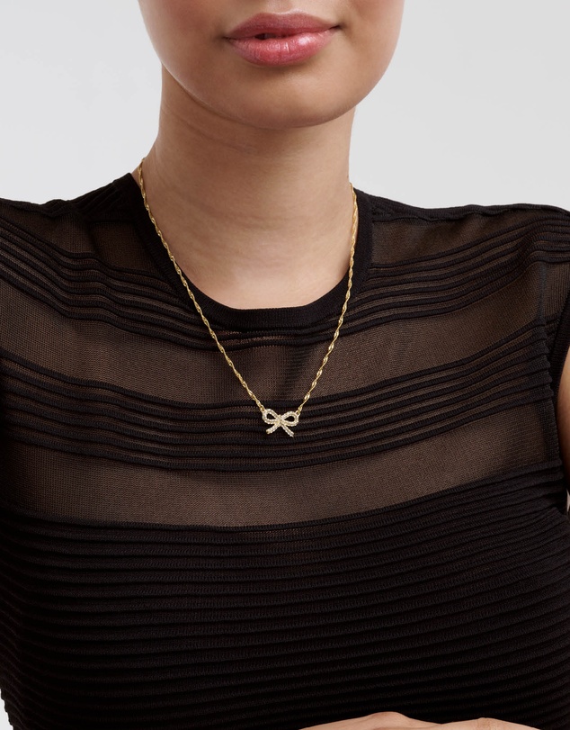Ted Baker - RIBAH: Crystal Ribbon Bow Pendant Necklace