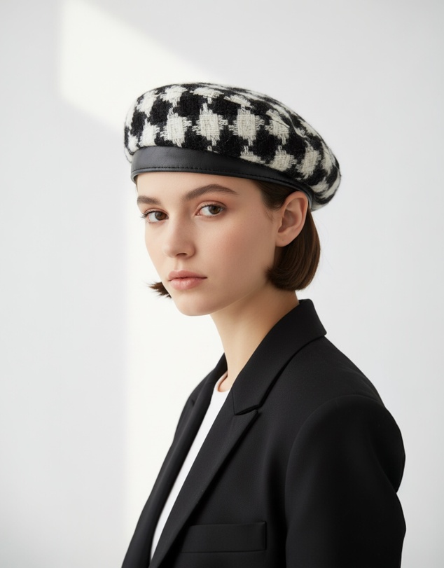Mossée - Millie Houndstooth Artist Hat