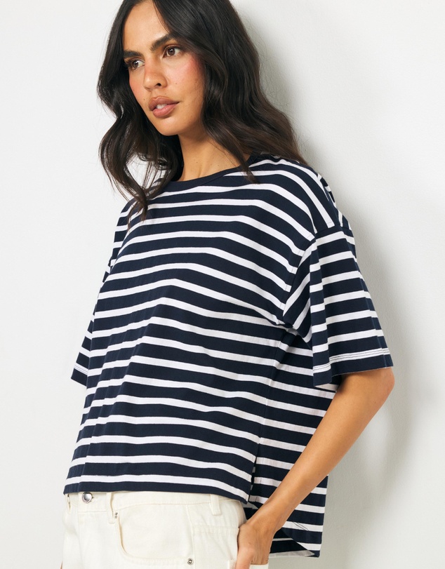 AERE - Layla Stripe Boxy Tee