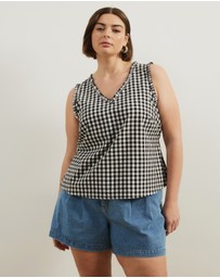 Atmos&Here Curvy - Lydia Gingham Tie Back Top