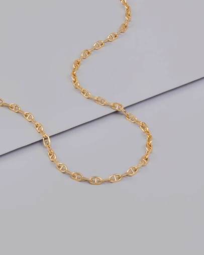 Wanderlust + Co - Petite Link Anchor 14K Gold Vermeil Necklace