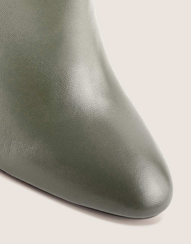 Shelly Shen - Stella Heel Ankle Boots Dark Olive Leather