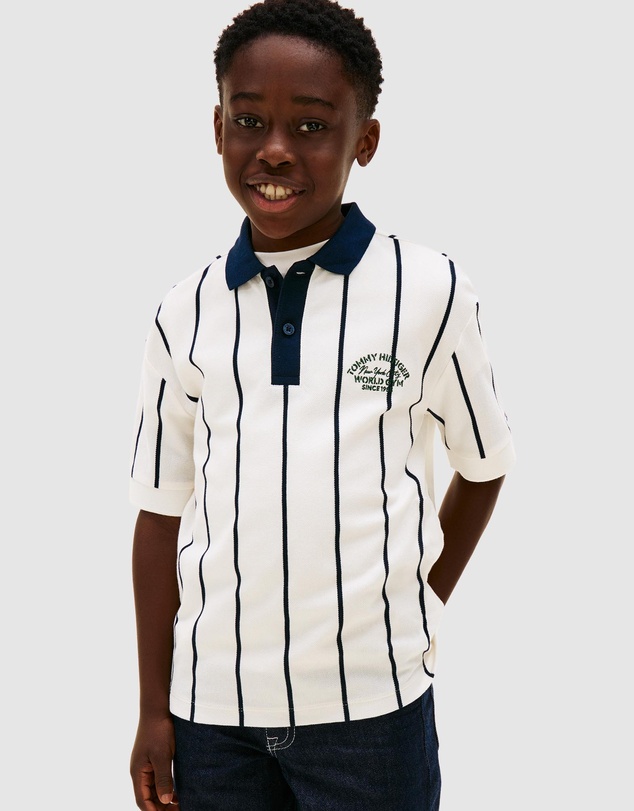 Tommy Hilfiger - Contrast Collar Embroidery Pique Polo Shirt - Kids-Teens