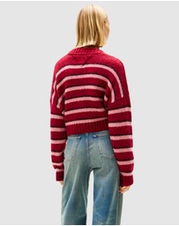 Tommy Jeans - Badge Stripe Fluffy Cardigan