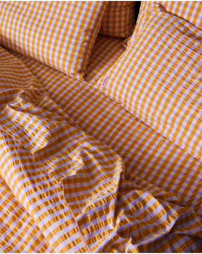 Mosey Me - Mango Seersucker Flat Sheet