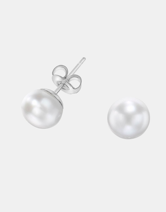 Dower & Hall - Women's White Timeless Freshwater Pearl Studs In Sterling Silver