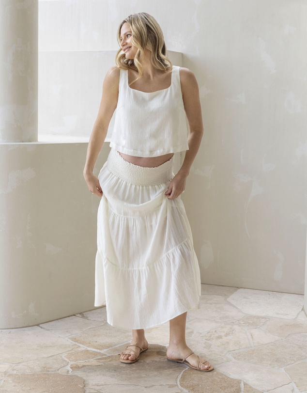 Angel Maternity - Luana Maternity Cropped Tank Top in Ivory