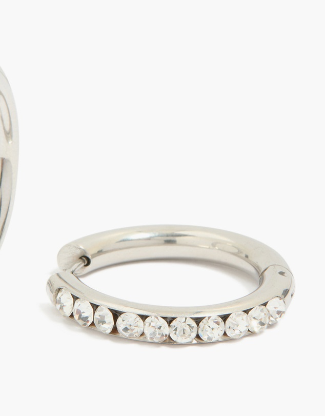 Lovisa - Waterproof Stainless Steel Half Diamante Hinge Hoop Earrings
