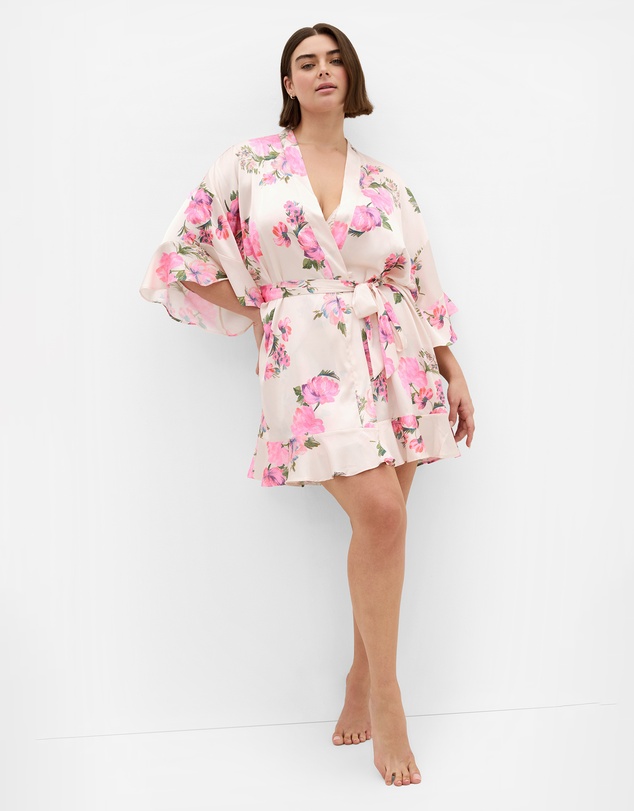 City Chic - Plus size Arcadia Short Kimono - pink
