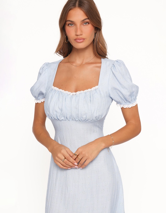 Petal & Pup - Francine Lace Midi Dress - Blue Ditsy Floral