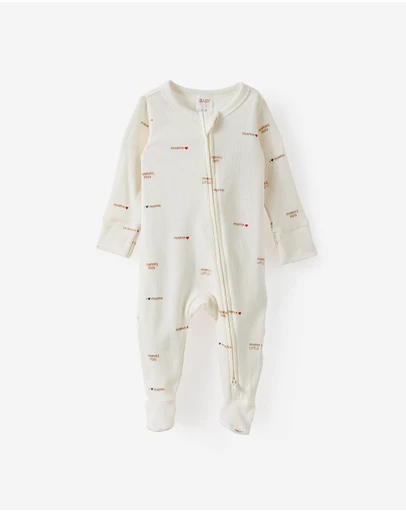 Cotton On Kids - Littlie Organic Long Sleeve Zip Romper