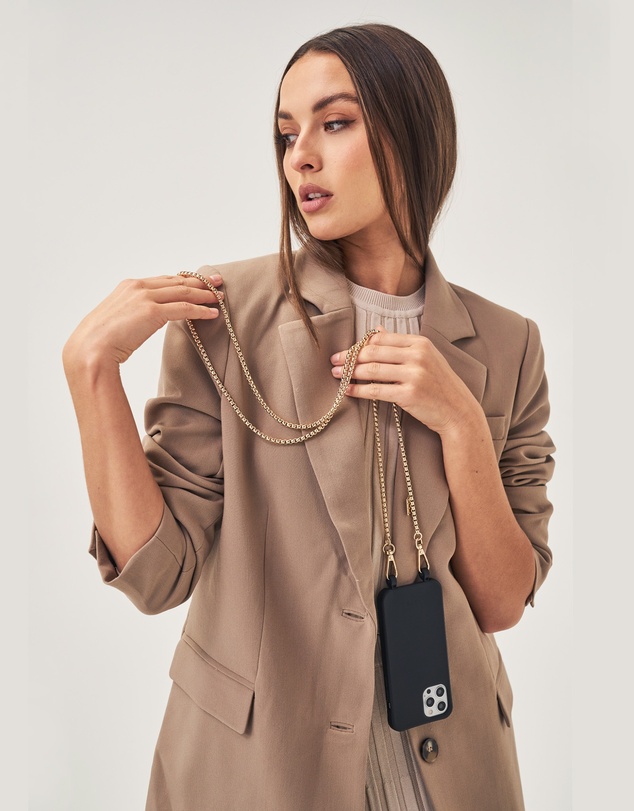 LOUVE COLLECTION - Le Café Noir Phone Case + Gaia Gold-Plated Crossbody Chain