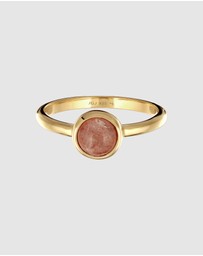 Elli Jewelry - Ring Feldspar 925 Sterling Silver Gold-Plated