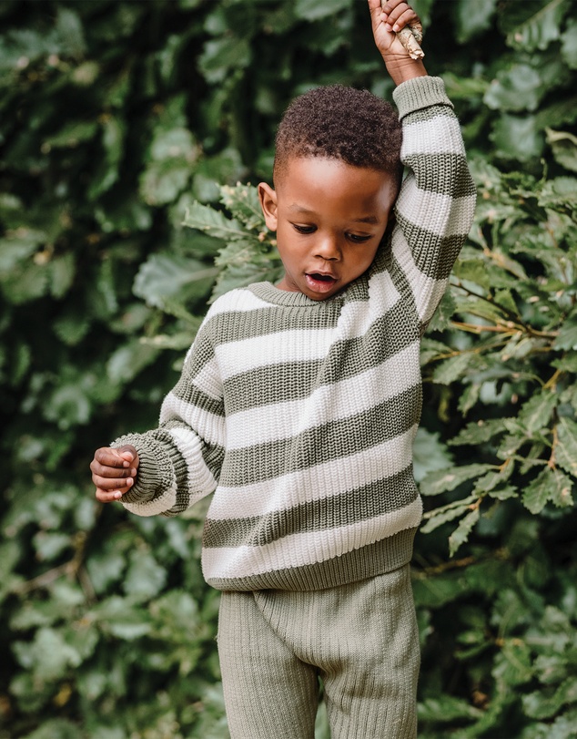 Kynd Baby - Knit Stripe Jumper in Olive Stripe