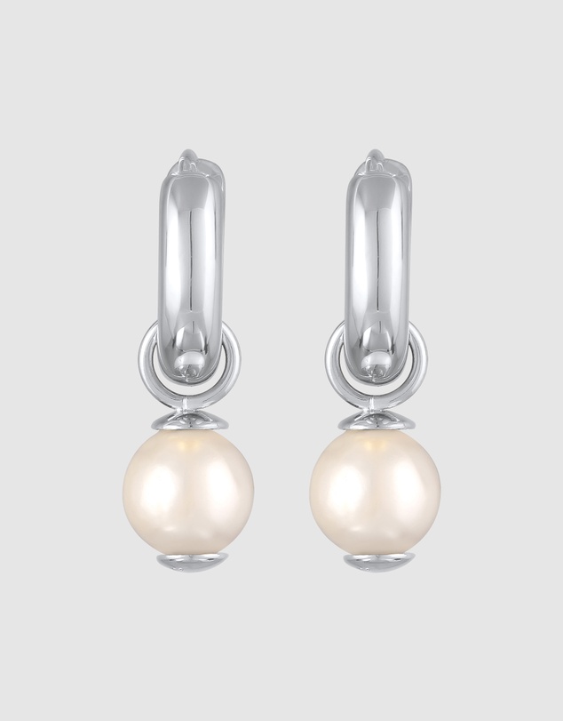 Kuzzoi - ICONIC EXCLUSIVE - Pearl Hoop Earrings in 925 Sterling Silver