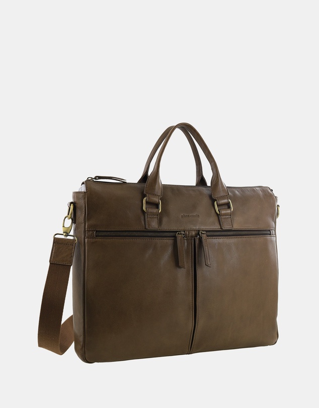 Pierre Cardin - Pierre Cardin Men's Italian Leather Business Briefcase/Messenger Bag