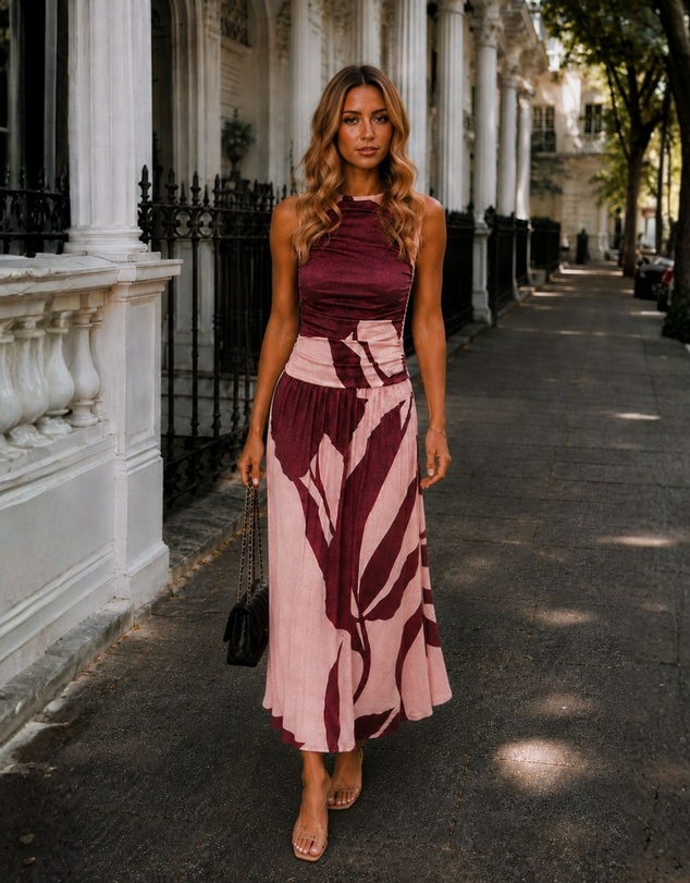 Esther & Co - Balayage Dress - Wine Floral