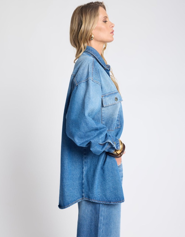 ONE TEASPOON - Oversized Denim Shirt - Pacifica Blue