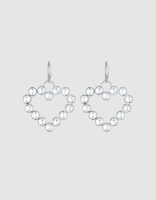Elli Jewelry - Earrings Ear Hanger Heart with Crystals in 925 Sterling Silver