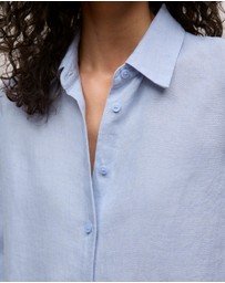 Trenery - Delave Linen Long Sleeve Shirt in Chambray