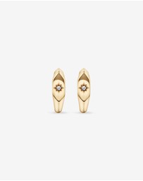 Michael Hill - Diamond Star Accent Signet Huggie Hoop Earrings in 10kt Yellow Gold