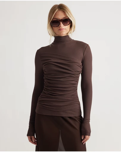 Decjuba - Alicia High Neck Long Sleeve Top