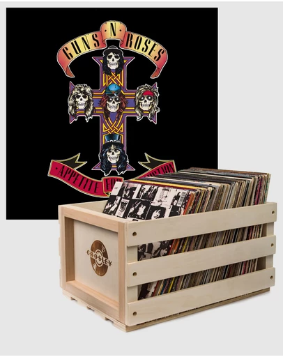 Universal Music - Crosley Record Storage Crate & Guns & Roses Appetite For Destruction - Vinyl Album Bundle