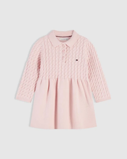 Tommy Hilfiger - Cable Knit Relaxed Polo Jumper Dress - Babies