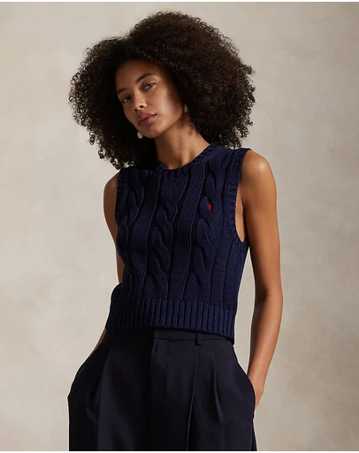 Polo Ralph Lauren - Cable-Knit Cotton Cropped Vest